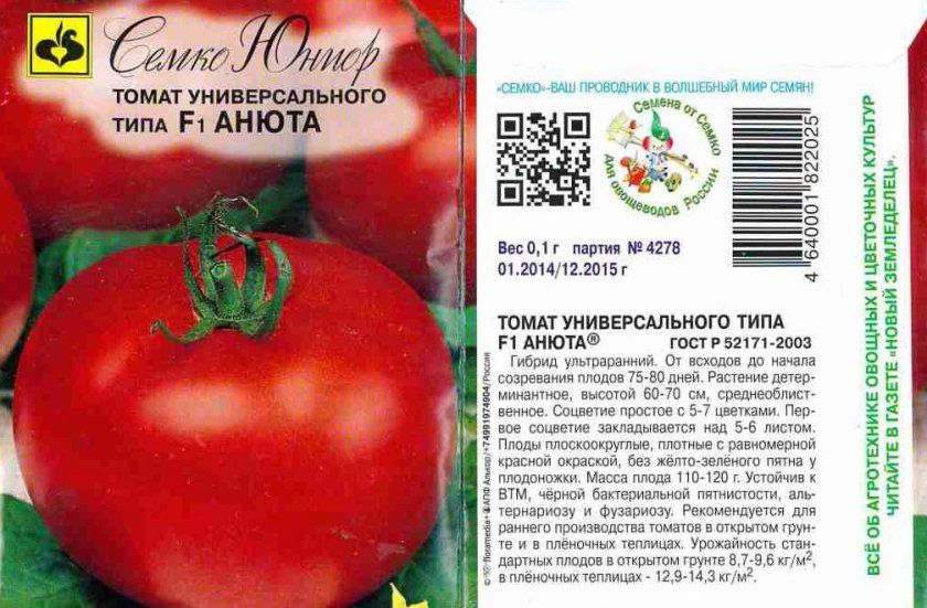 Насіння томату Анюта