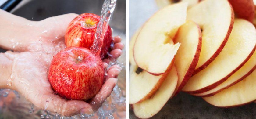 Миття і нарізка яблук