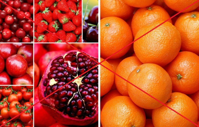 Червоні і помаранчеві фрукти