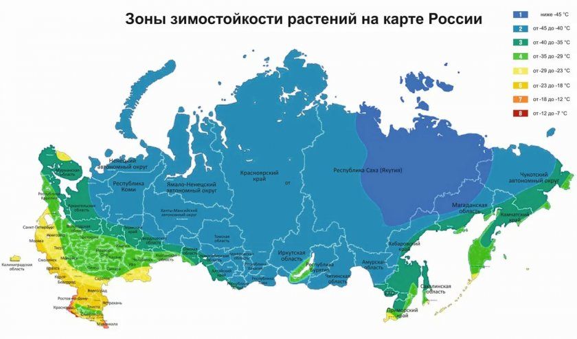 Карта зимостійкості Росії